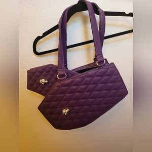 Purple matte coffin tote w/ matching wallet
